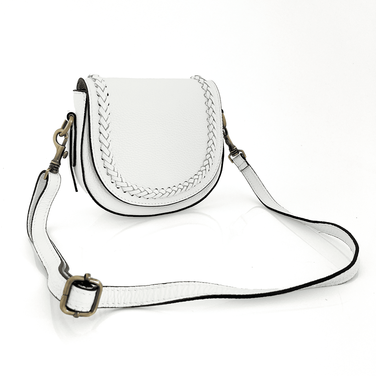 Női válltáska természetes bőrből Naomi - fehér