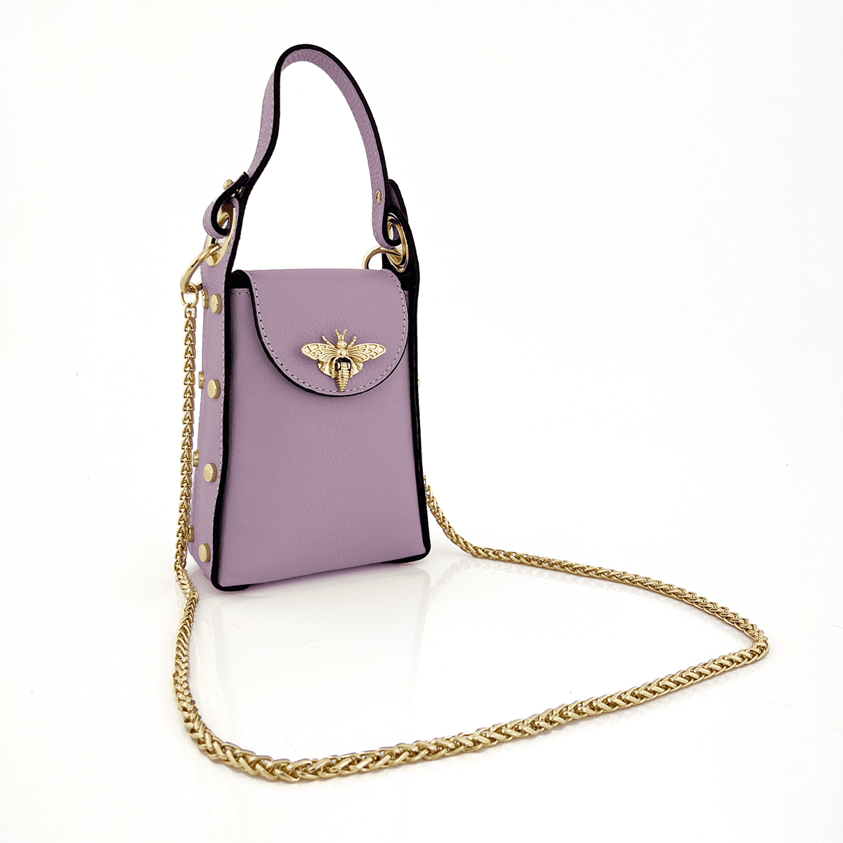 Női táska 2 fogantyúval természetes bőrből Azzurra  - levendula