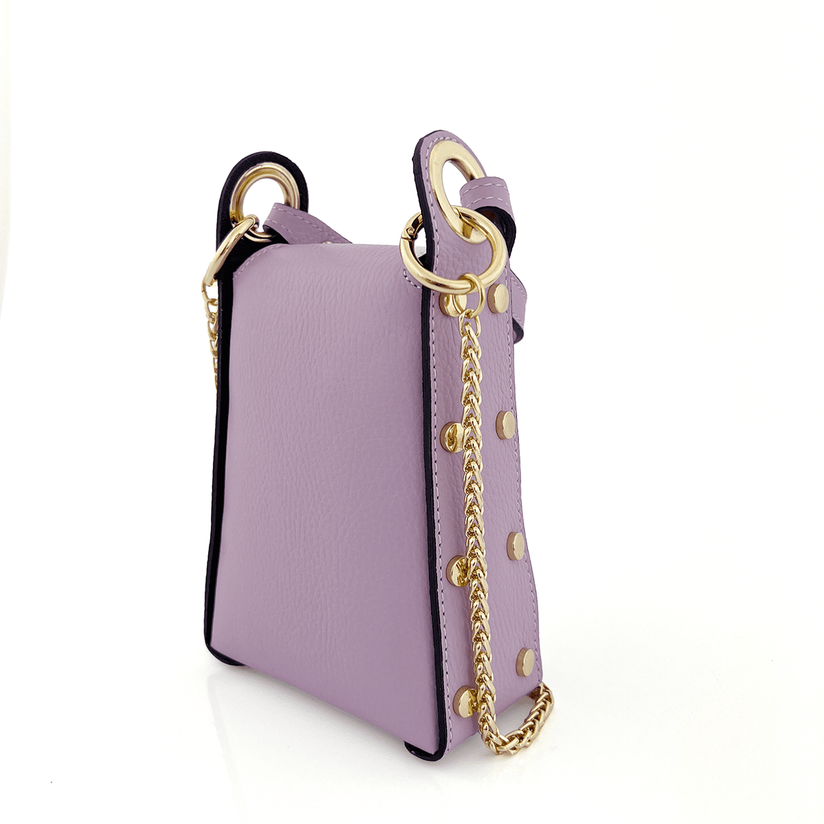 Női táska 2 fogantyúval természetes bőrből Azzurra  - levendula