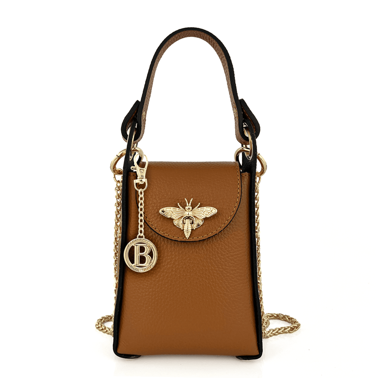 Női táska 2 fogantyúval, természetes bőrből, Azzurra  - cseréptetőbarna