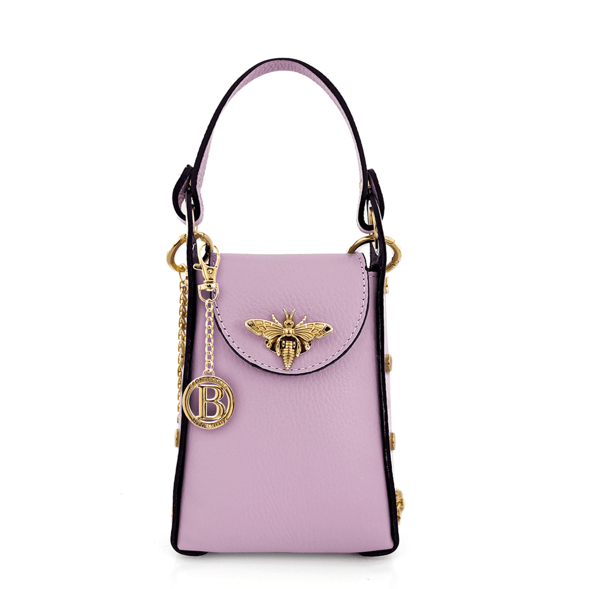 Női táska 2 fogantyúval természetes bőrből Azzurra  - levendula