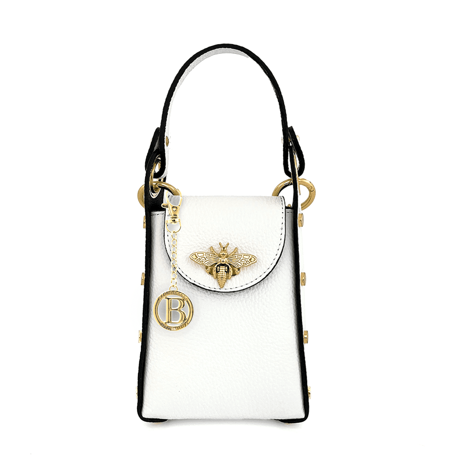 Női táska 2 fogantyúval természetes bőrből Azzurra  - fehér