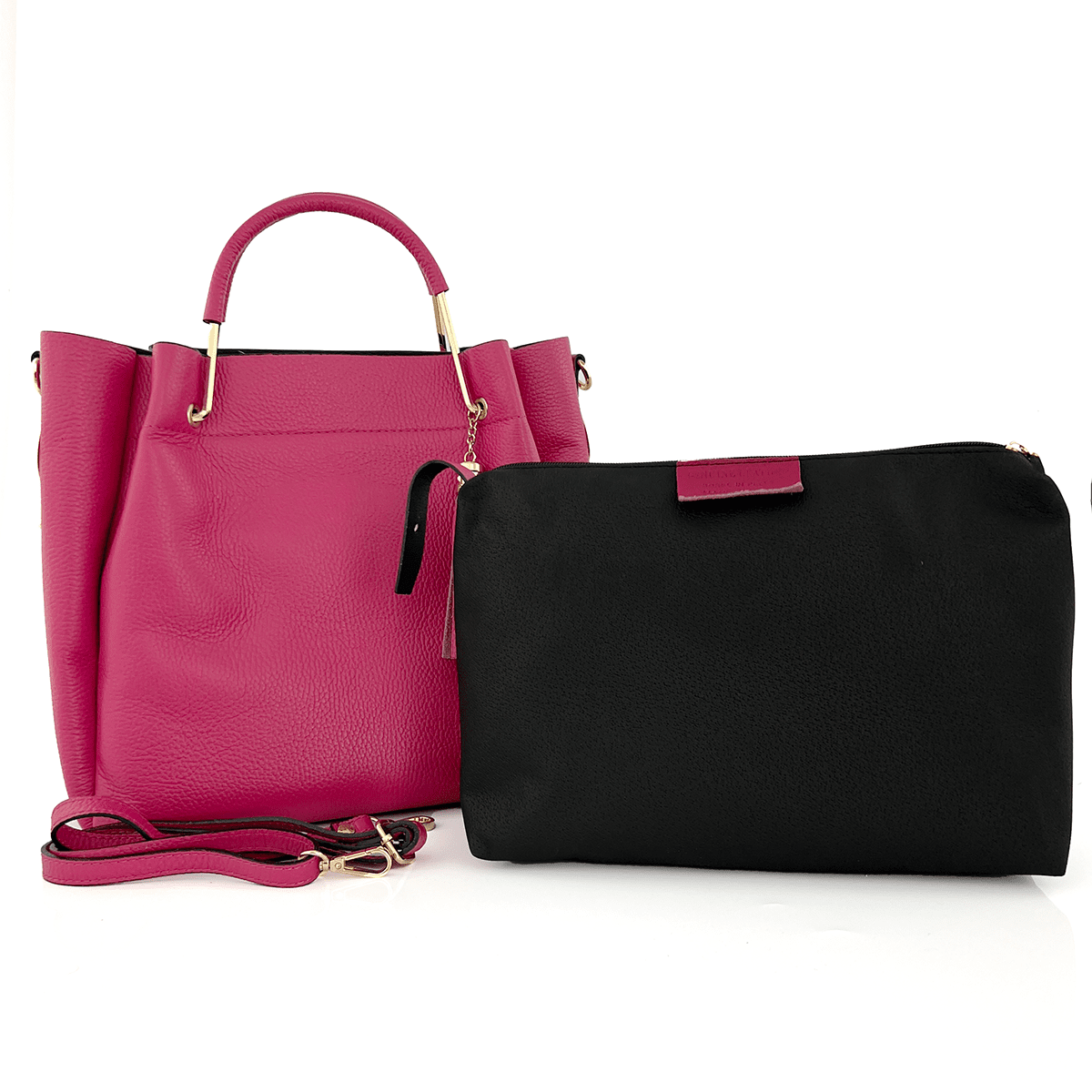 Női táska természetes bőrből Chloe - fukszia