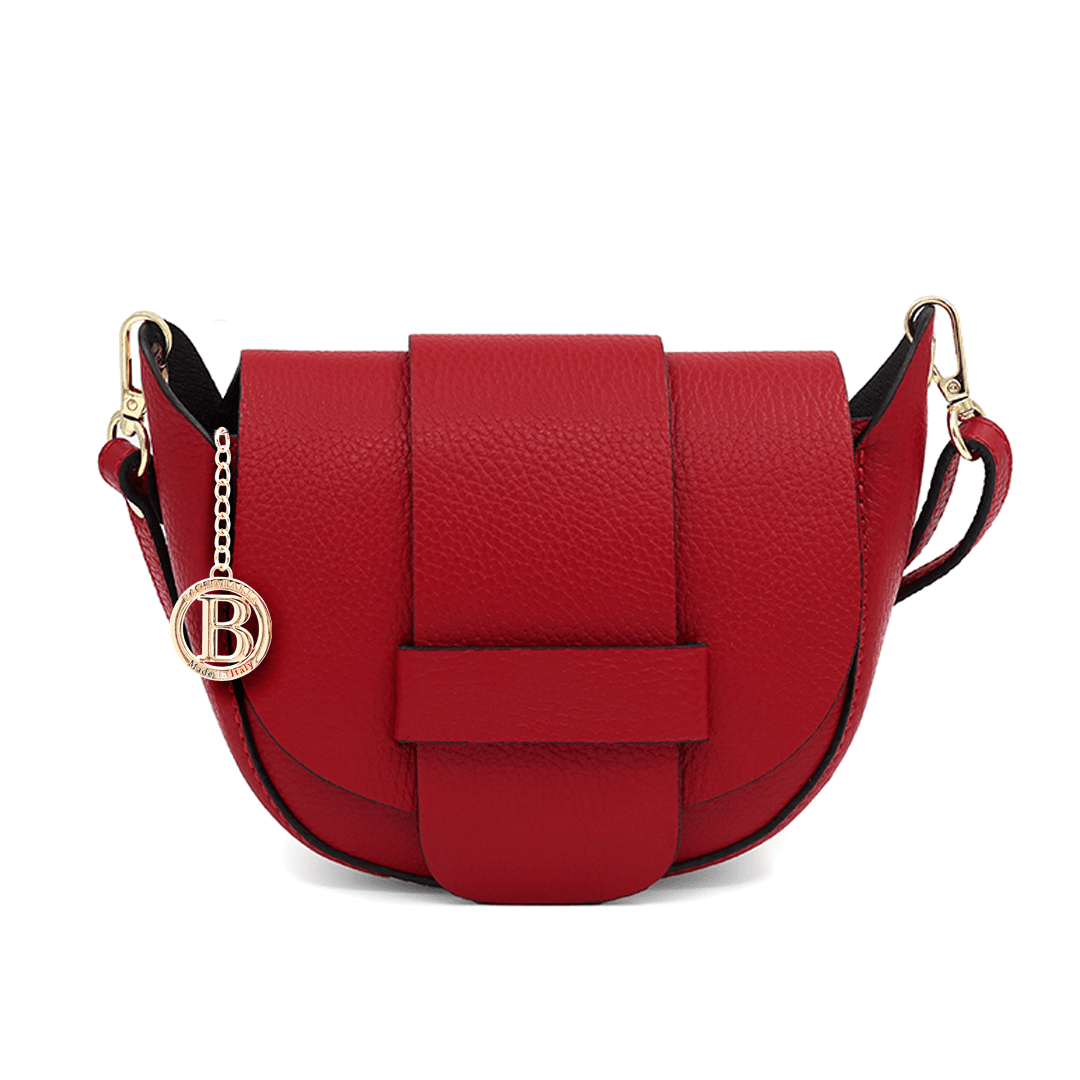 Leandra természetes bőr válltáska - piros