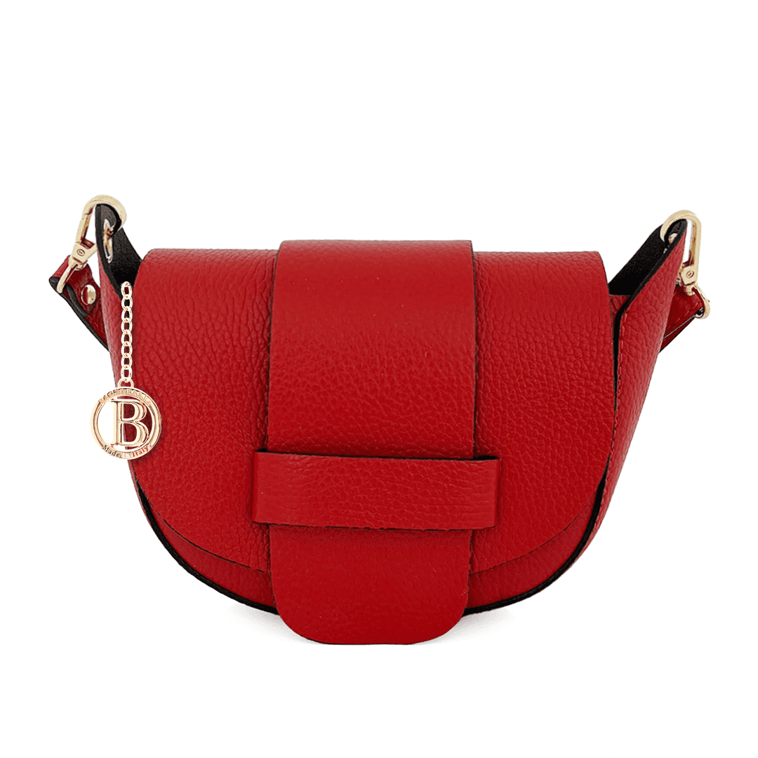 Leandra természetes bőr válltáska - sötétvörös