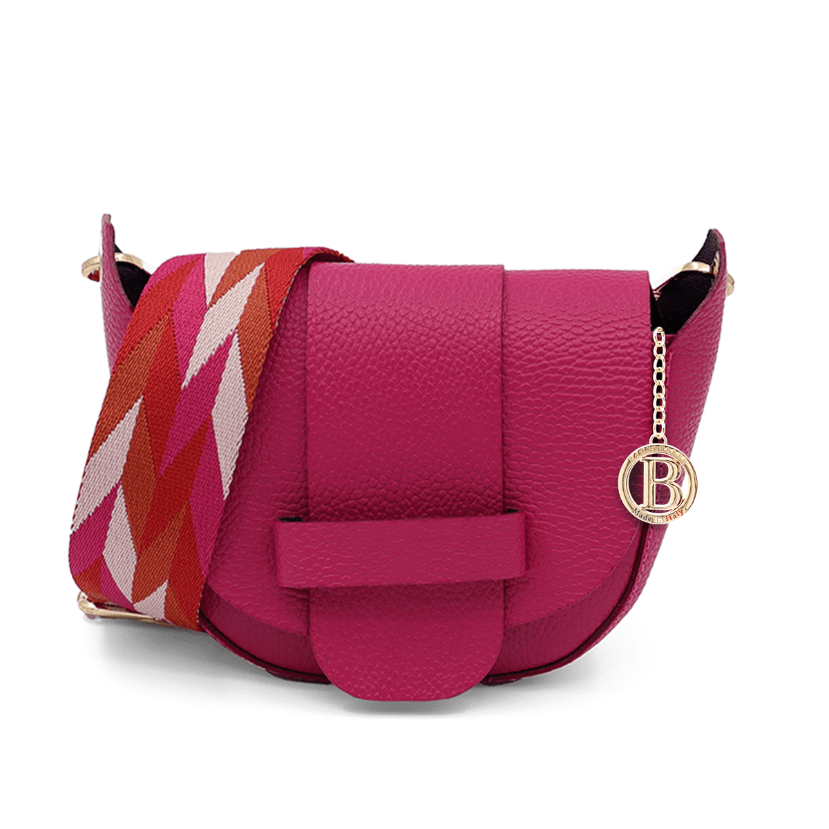 Leandra természetes bőr válltáska – fukszia