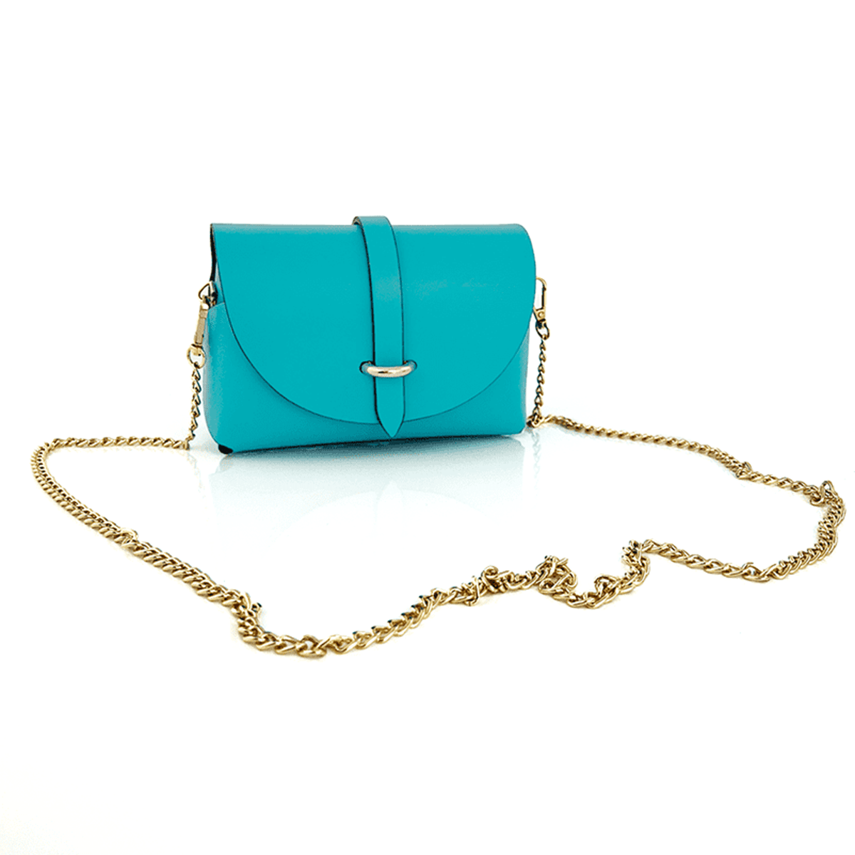 Válltáska természetes bőrből Rosana  - világoskék