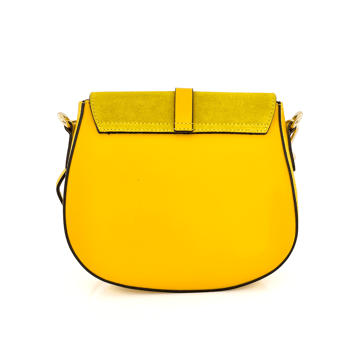 Andrea természetes bőr és velúr válltáska - sárga