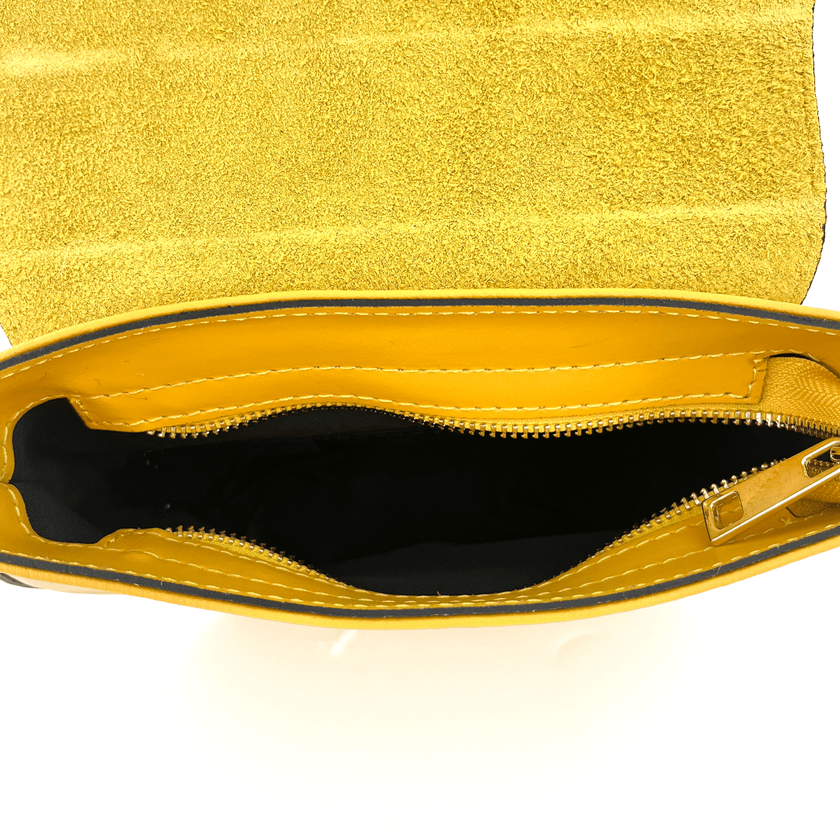 Andrea természetes bőr és velúr válltáska - sárga