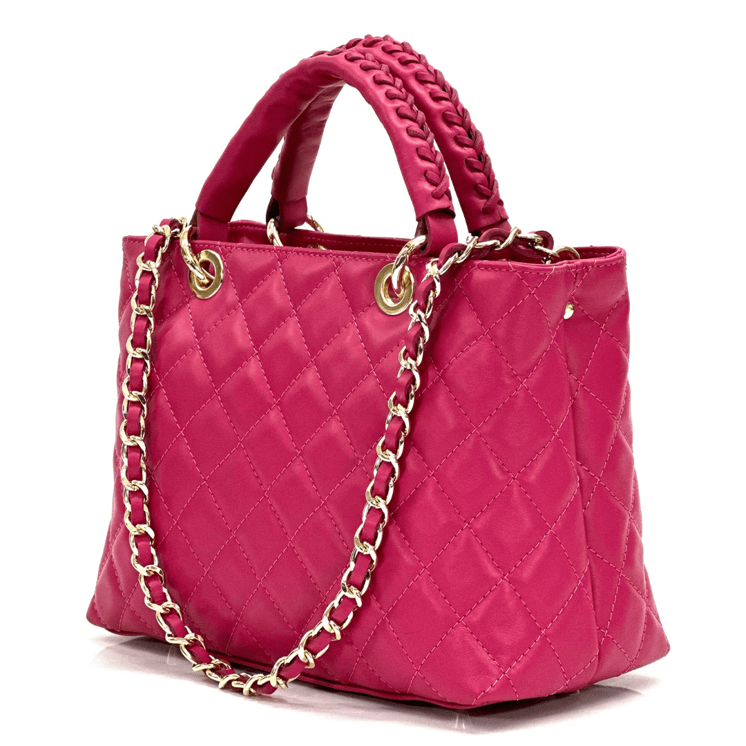 Női táska természetes bőrből Francesca - fukszia