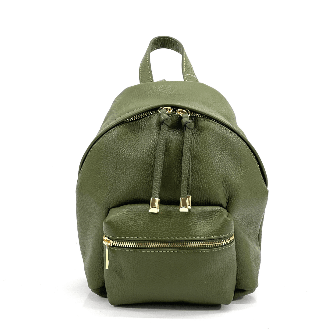 Női hátizsák természetes bőrből Aida - olajzöld