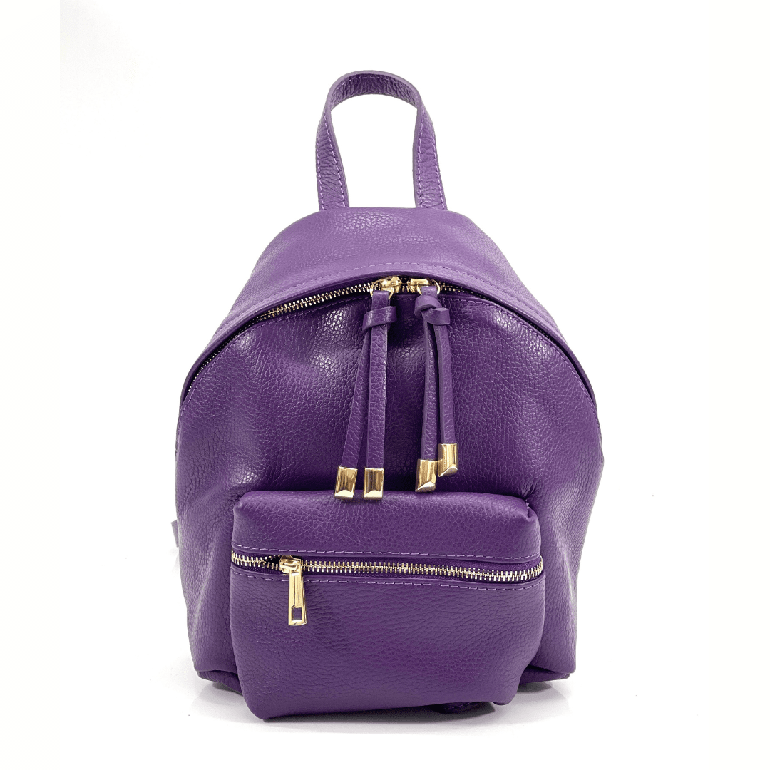 Női hátizsák természetes bőrből Aida - sötét lila