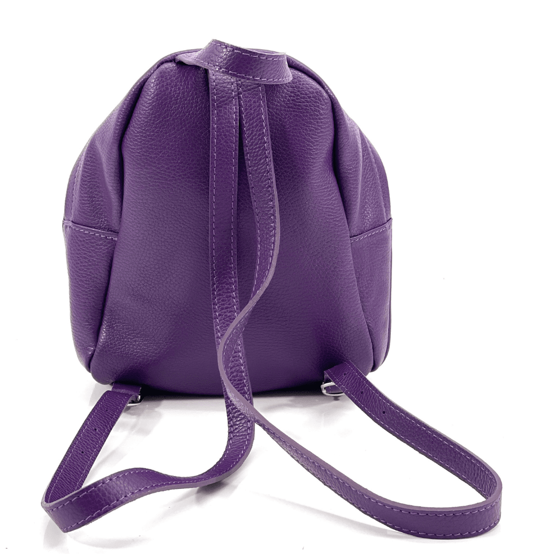 Női hátizsák természetes bőrből Aida - sötét lila