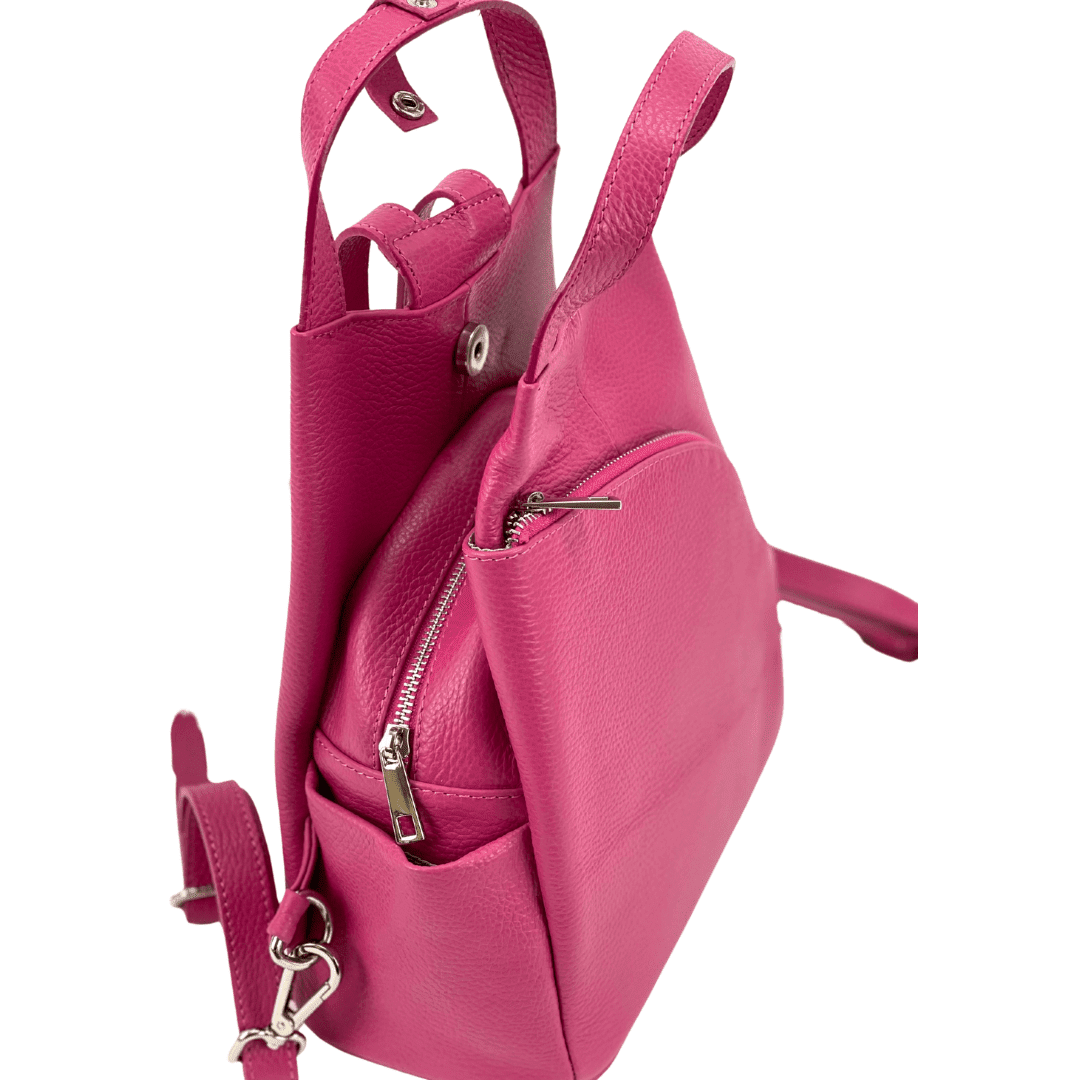Lara természetes bőr hátizsák - fukszia