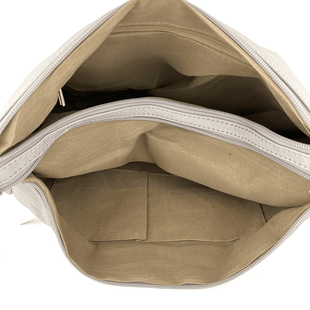 Válltáska 2 rekesszel és sok zsebbel - szürke