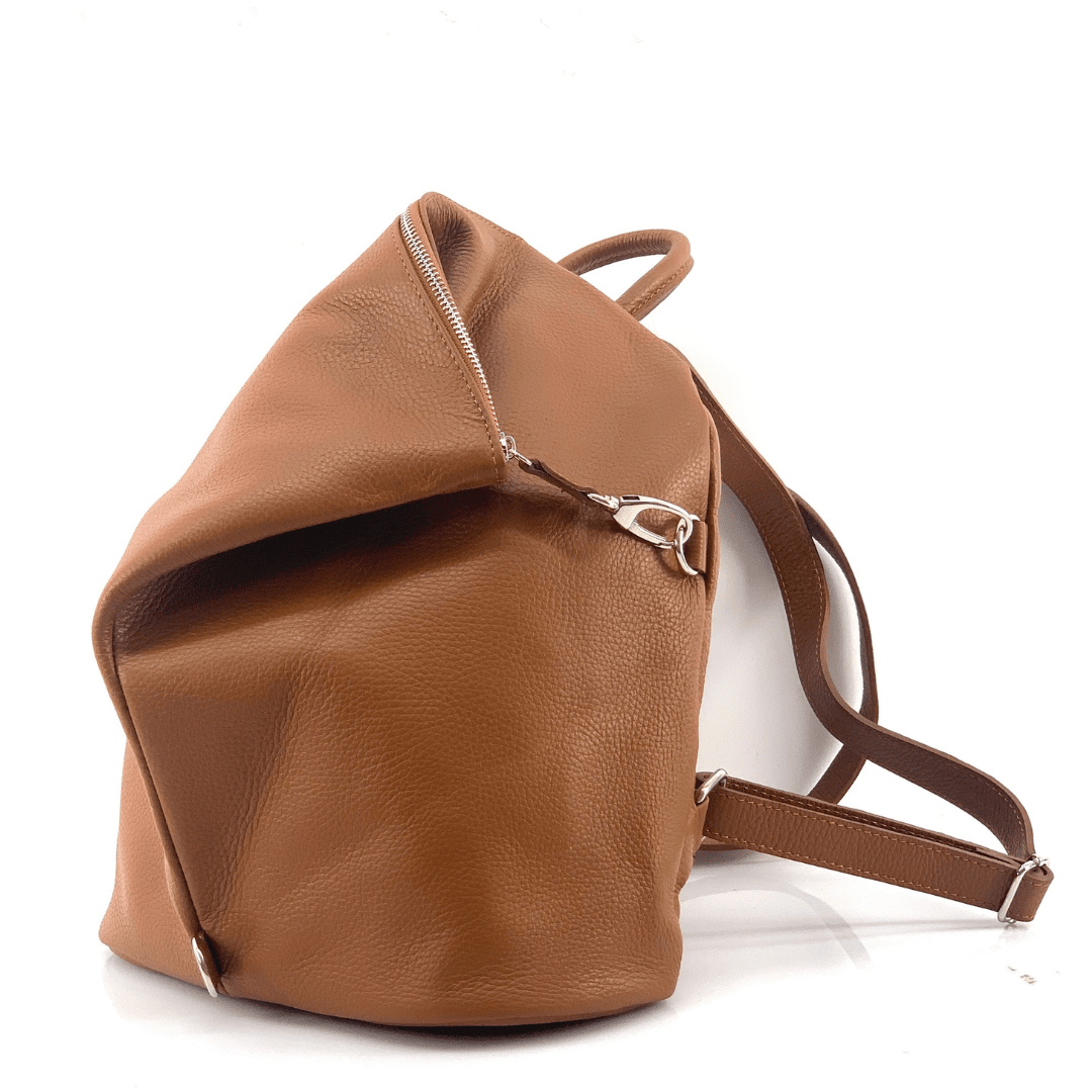 Női hátizsák természetes bőrből Evianna - cserépbarna