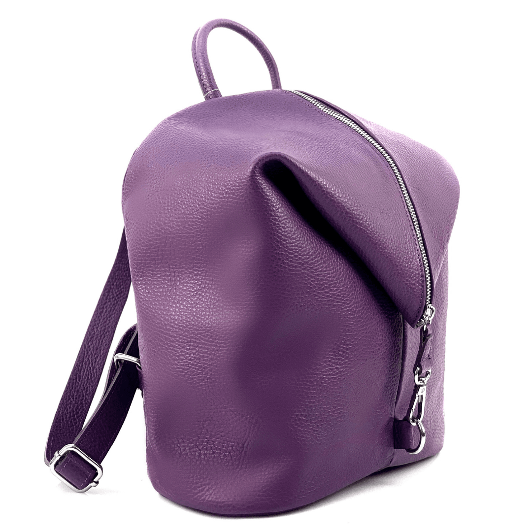 Női hátizsák természetes bőrből Evianna - sötét lila