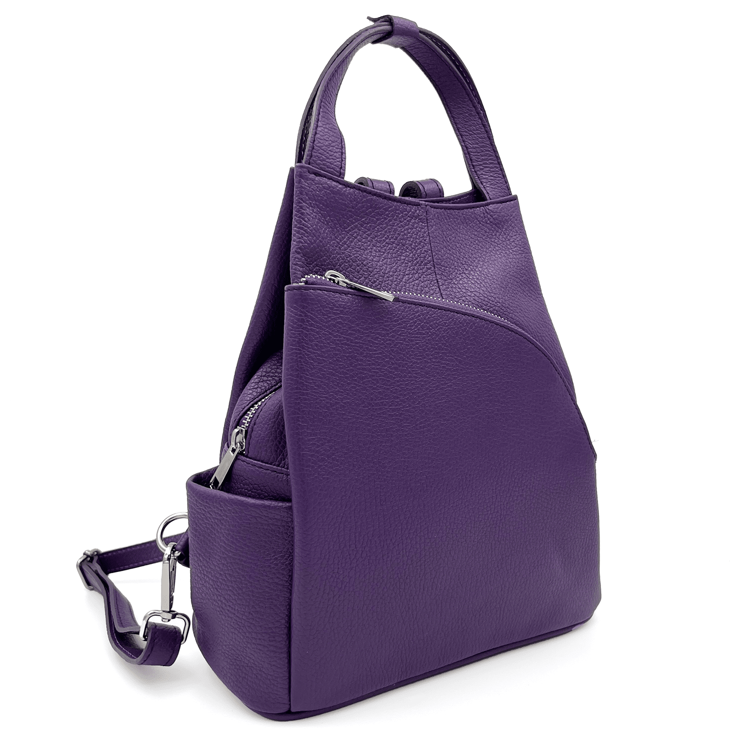 Lara természetes bőr hátizsák - sötét lila