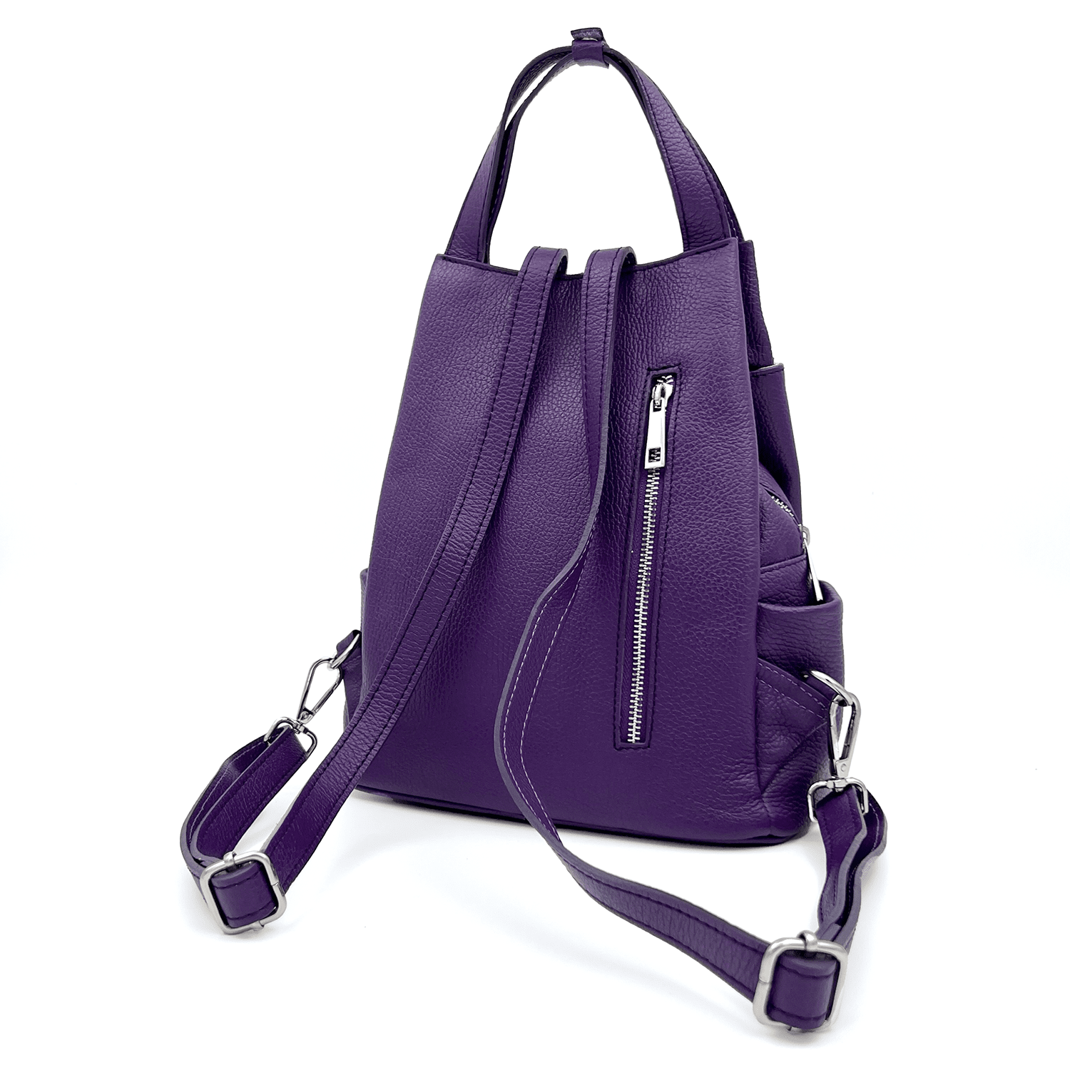 Lara természetes bőr hátizsák - sötét lila