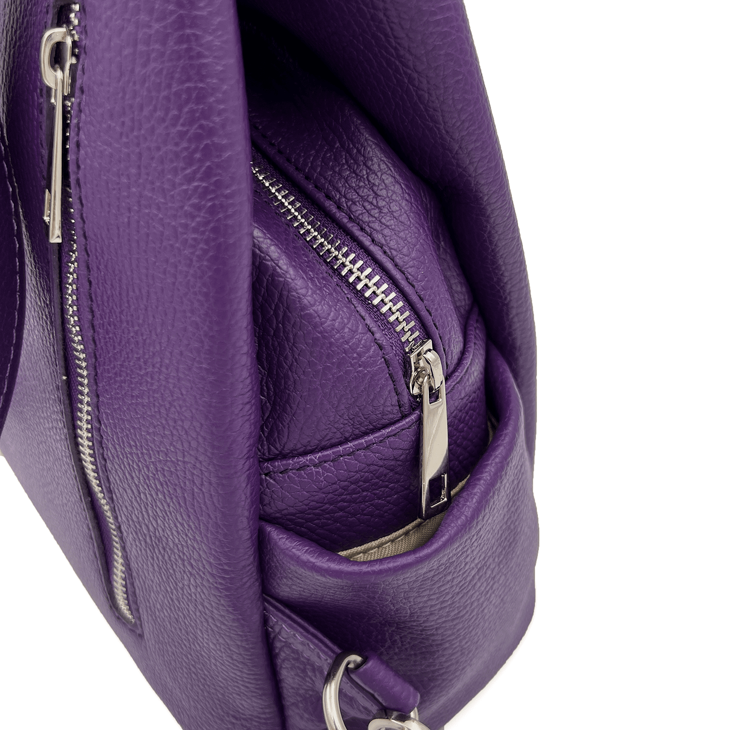 Lara természetes bőr hátizsák - sötét lila