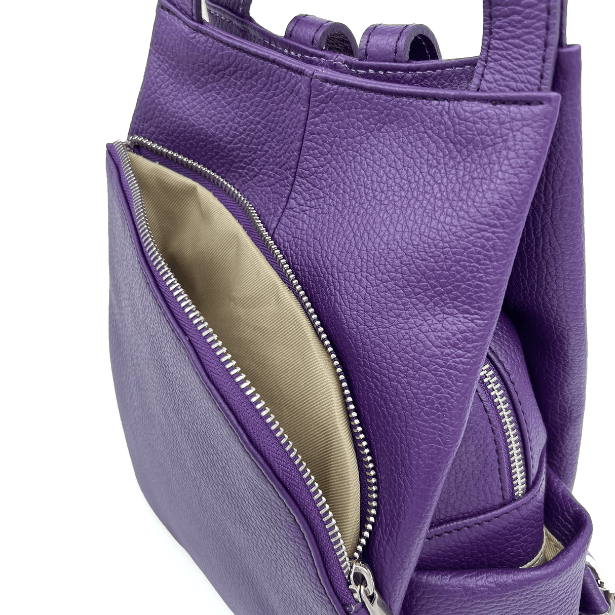 Lara természetes bőr hátizsák - sötét lila