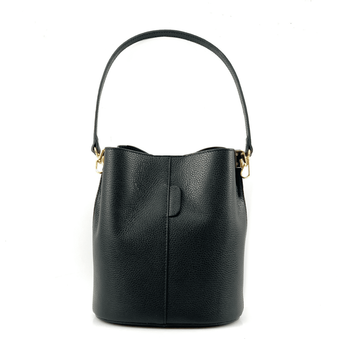 Női táska természetes bőrből, 2 fogantyúval Alba - fekete