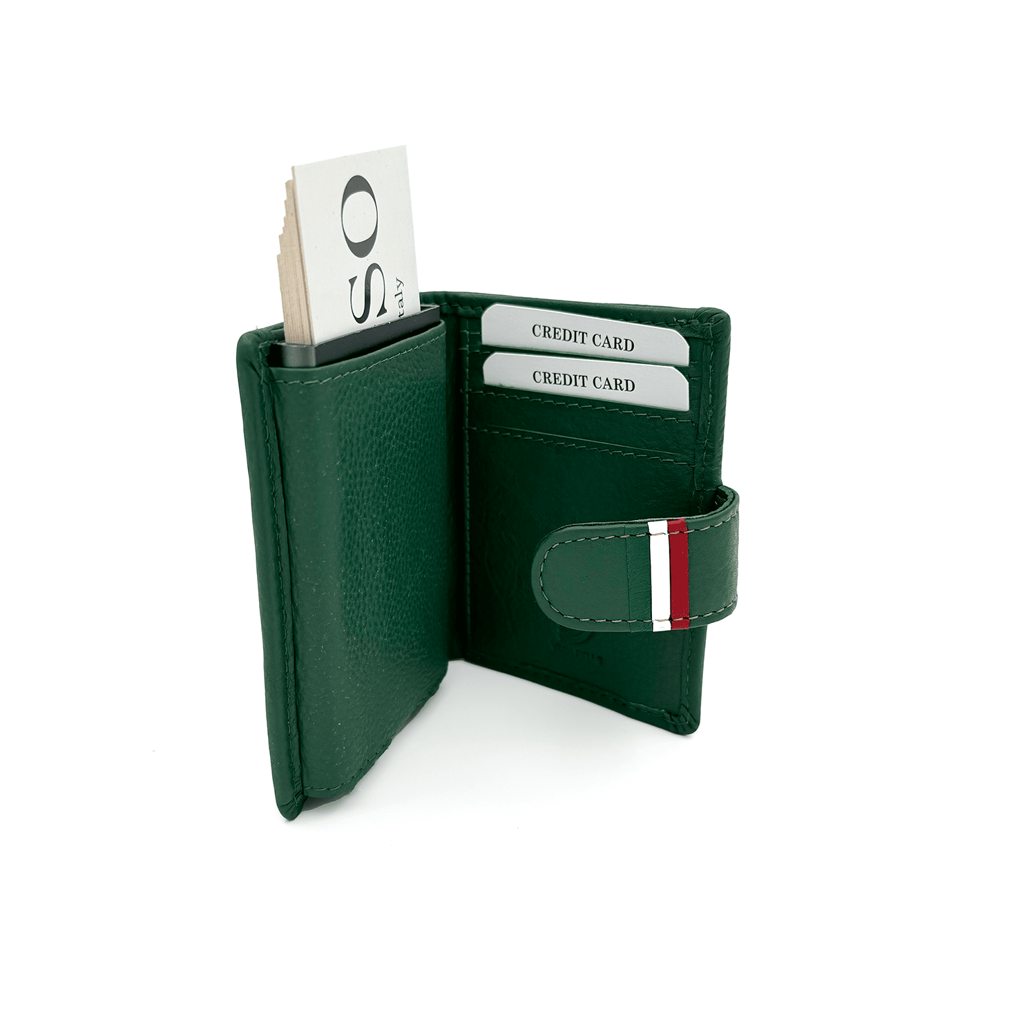 Unisex bőr pénztárca lopásgátló rendszerrel - zöld