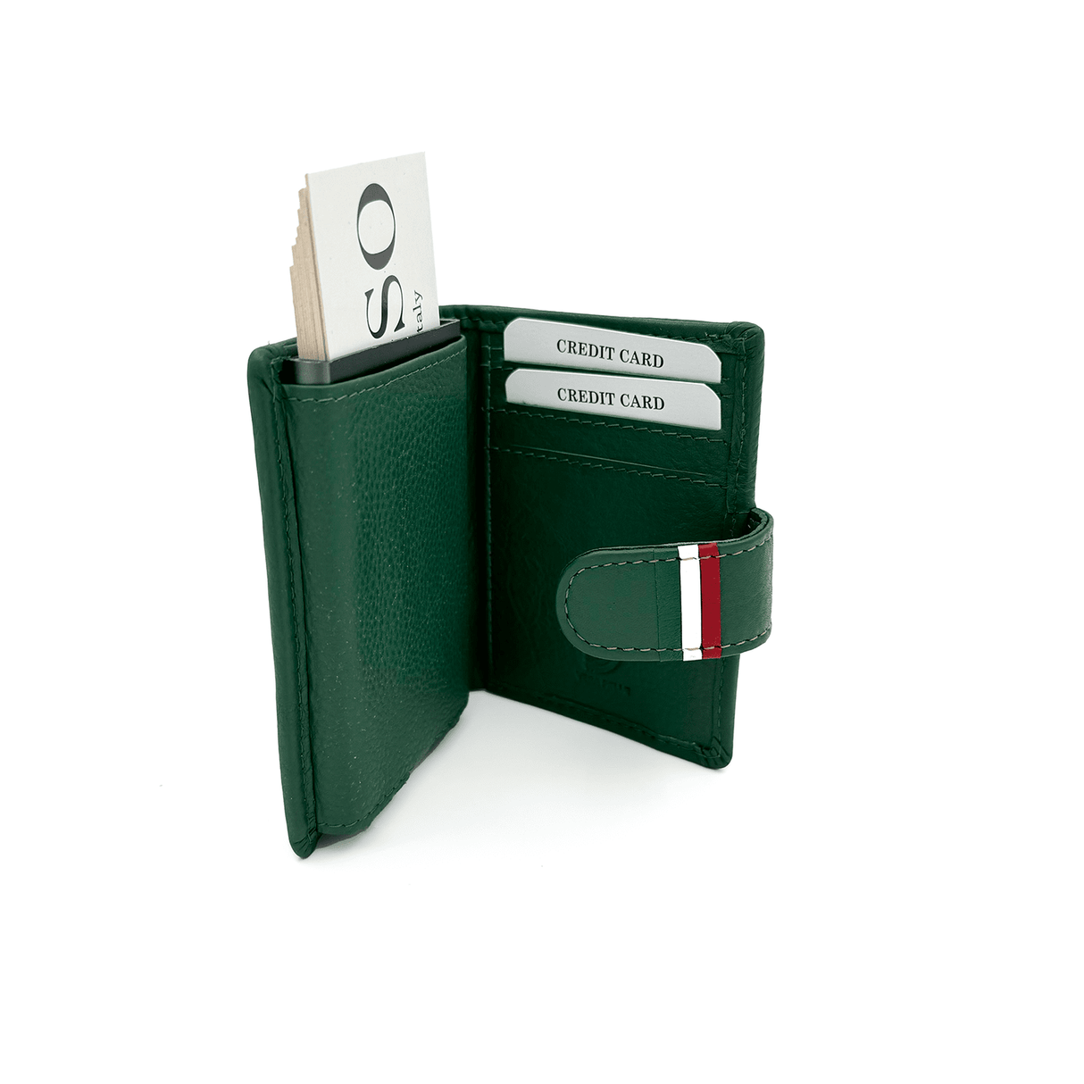 Unisex bőr pénztárca lopásgátló rendszerrel - zöld