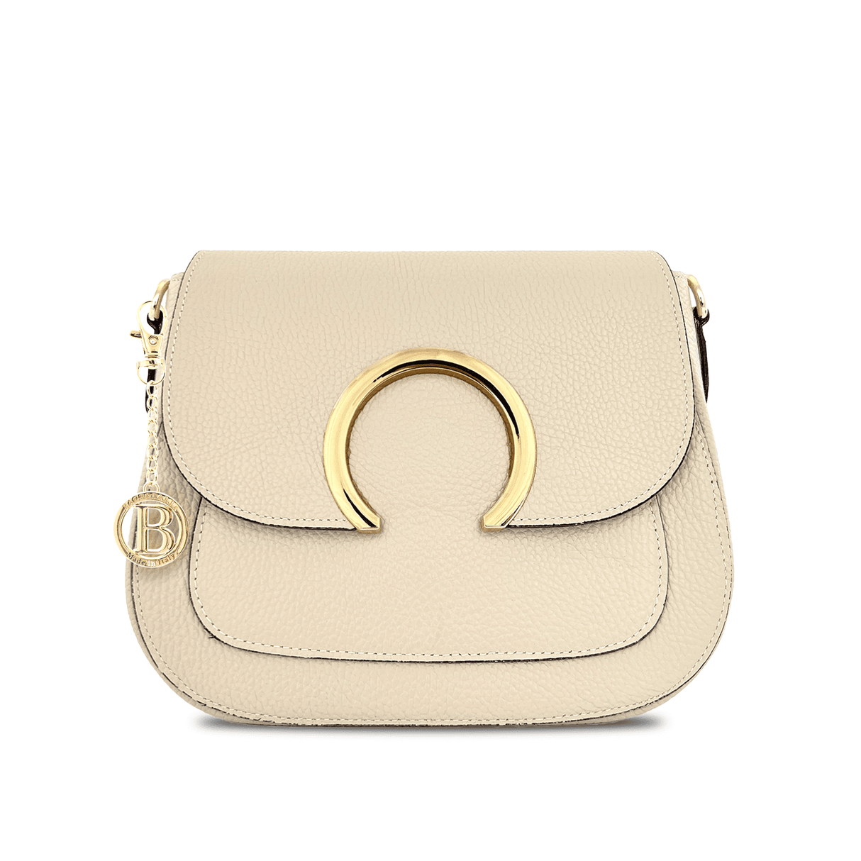 Nelina természetes bőr válltáska - bézs