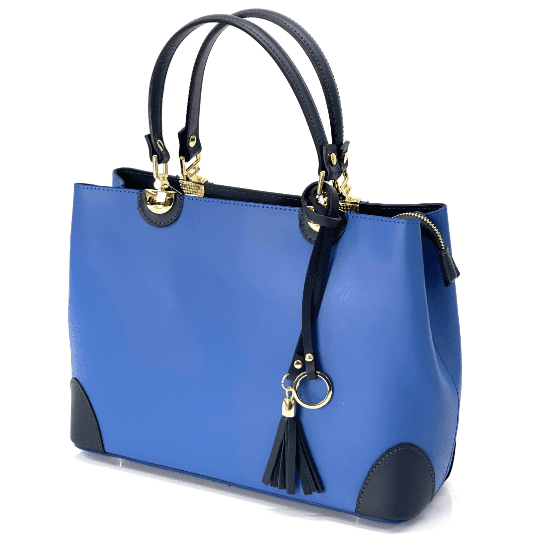 Női táska természetes bőrből Alika - kék