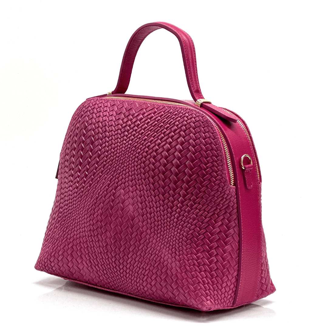 Luxus táska természetes bőrből Aurelia - fukszia