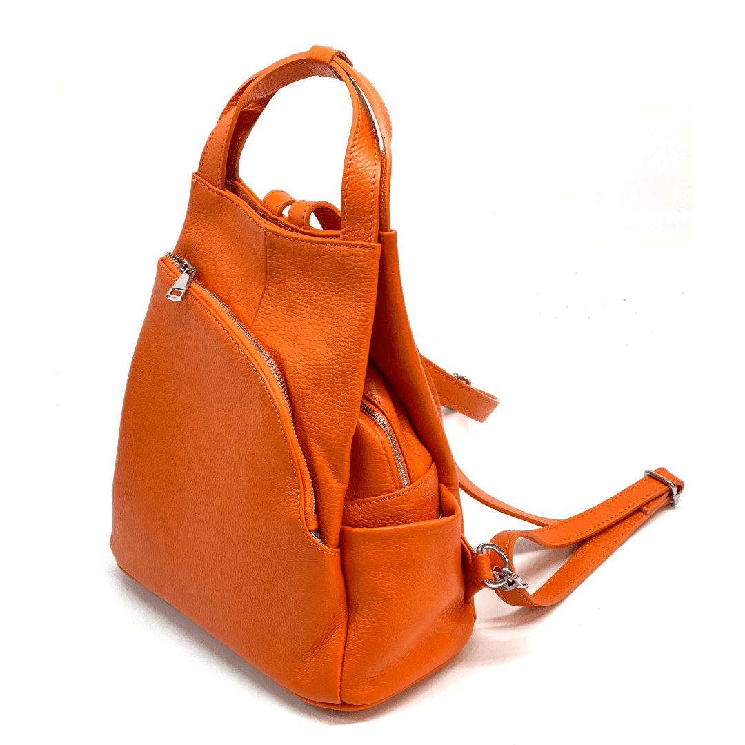 Lara természetes bőr hátizsák - narancssárga