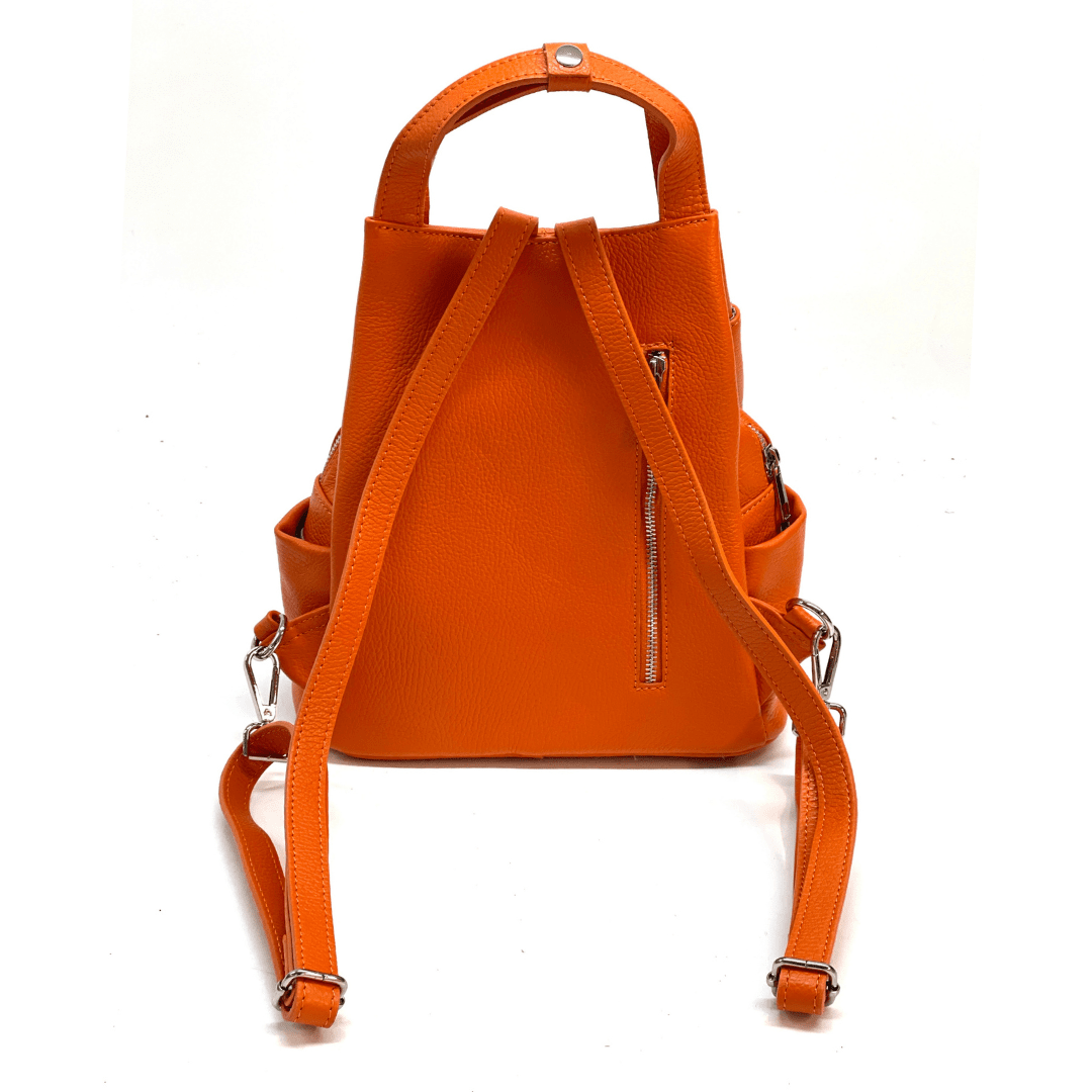 Lara természetes bőr hátizsák - narancssárga