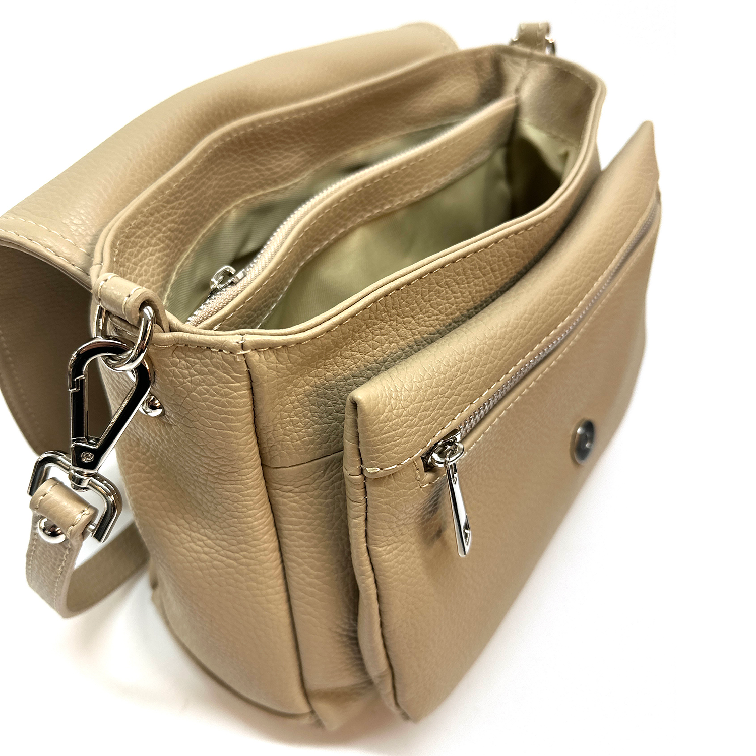 Nagy válltáska természetes bőrből, 2féle fogantyúval - zöld