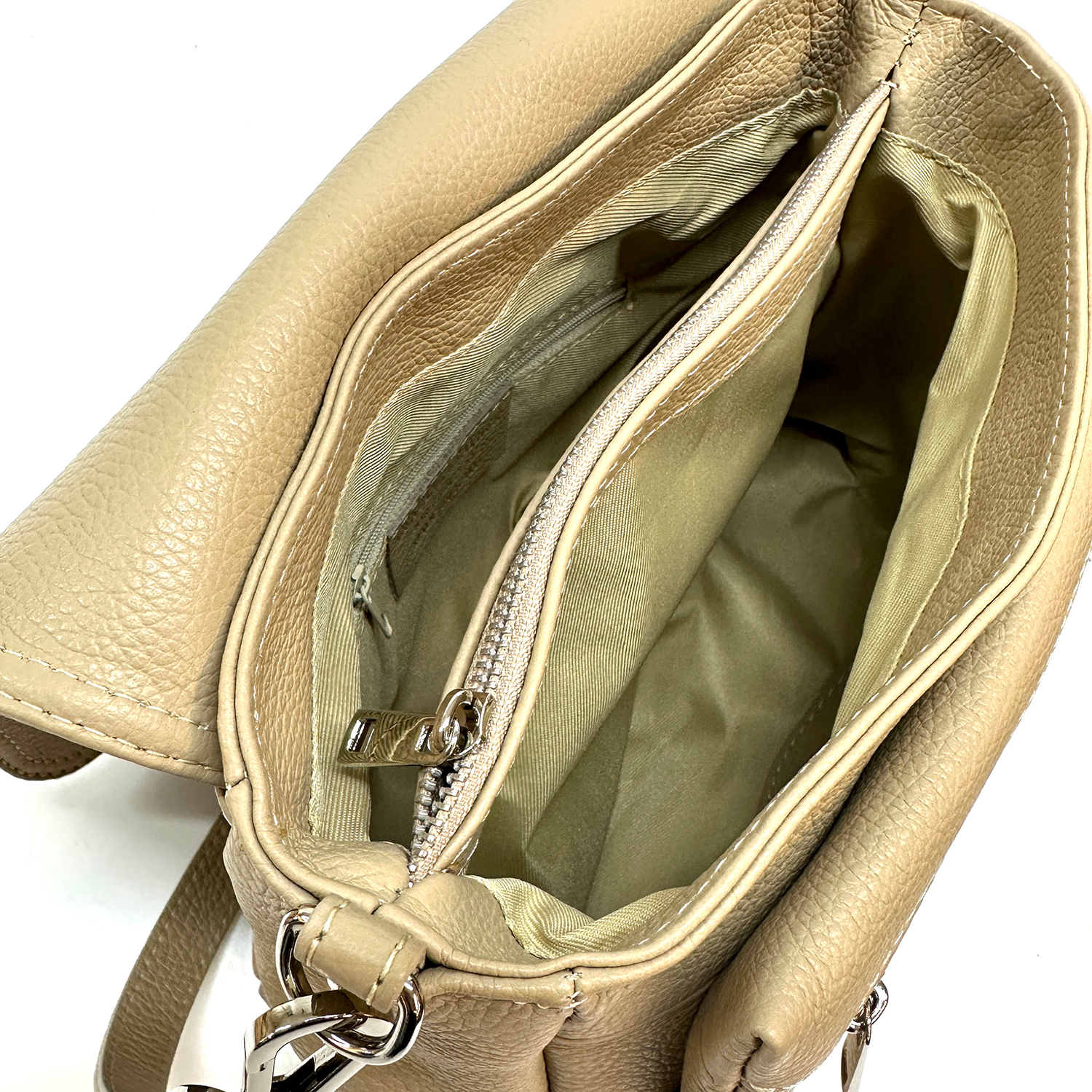 Nagy válltáska természetes bőrből, 2féle fogantyúval - zöld