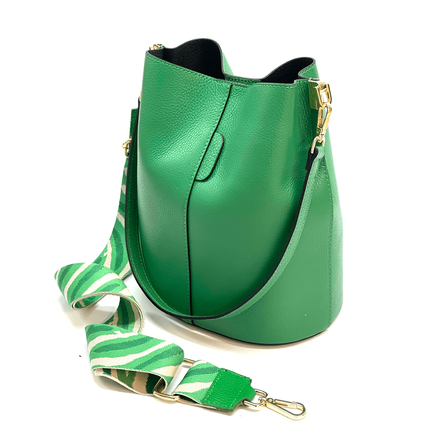 Női táska természetes bőrből, 2 fogantyúval Alba - zöld