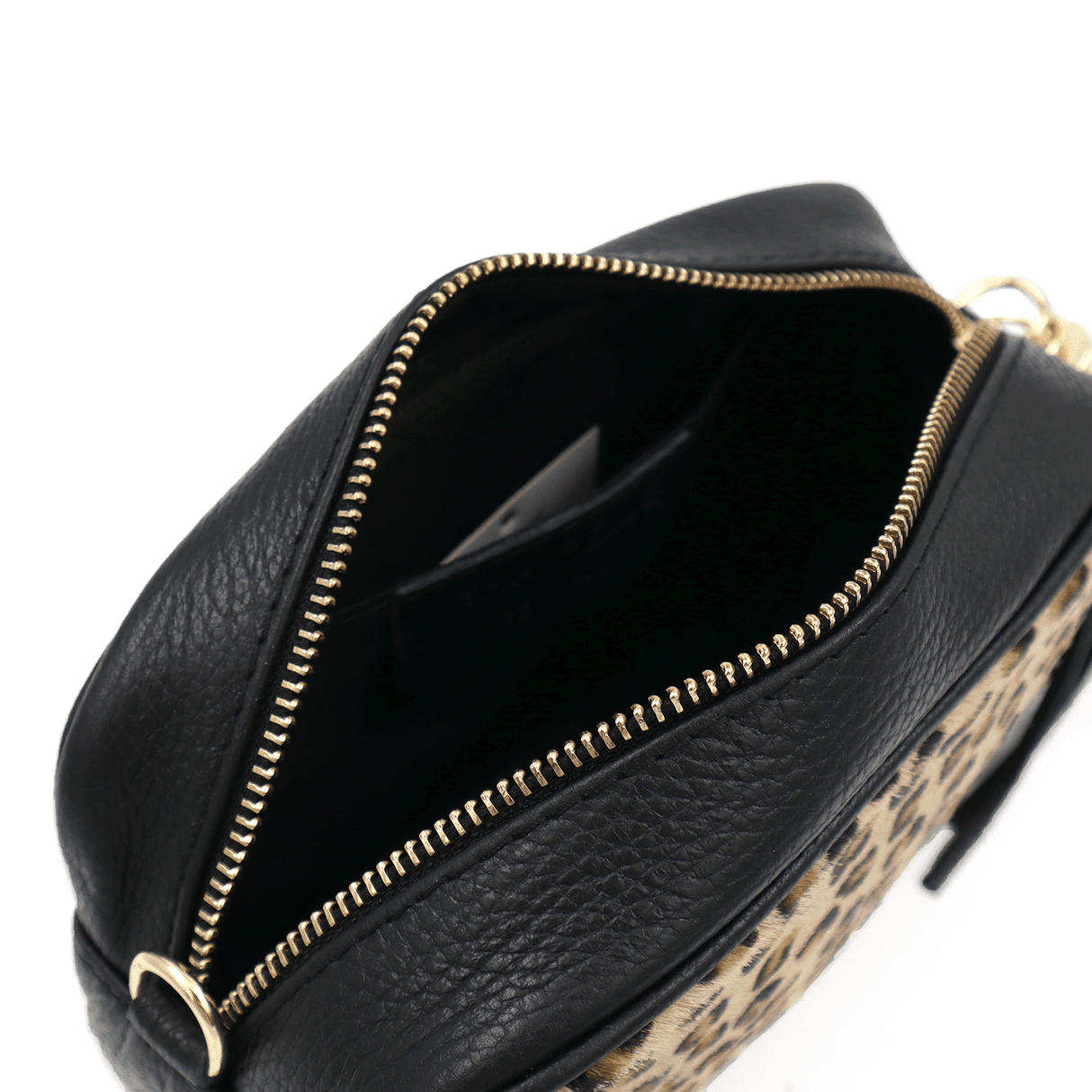 Természetes bőr válltáska állatmintával - fekete