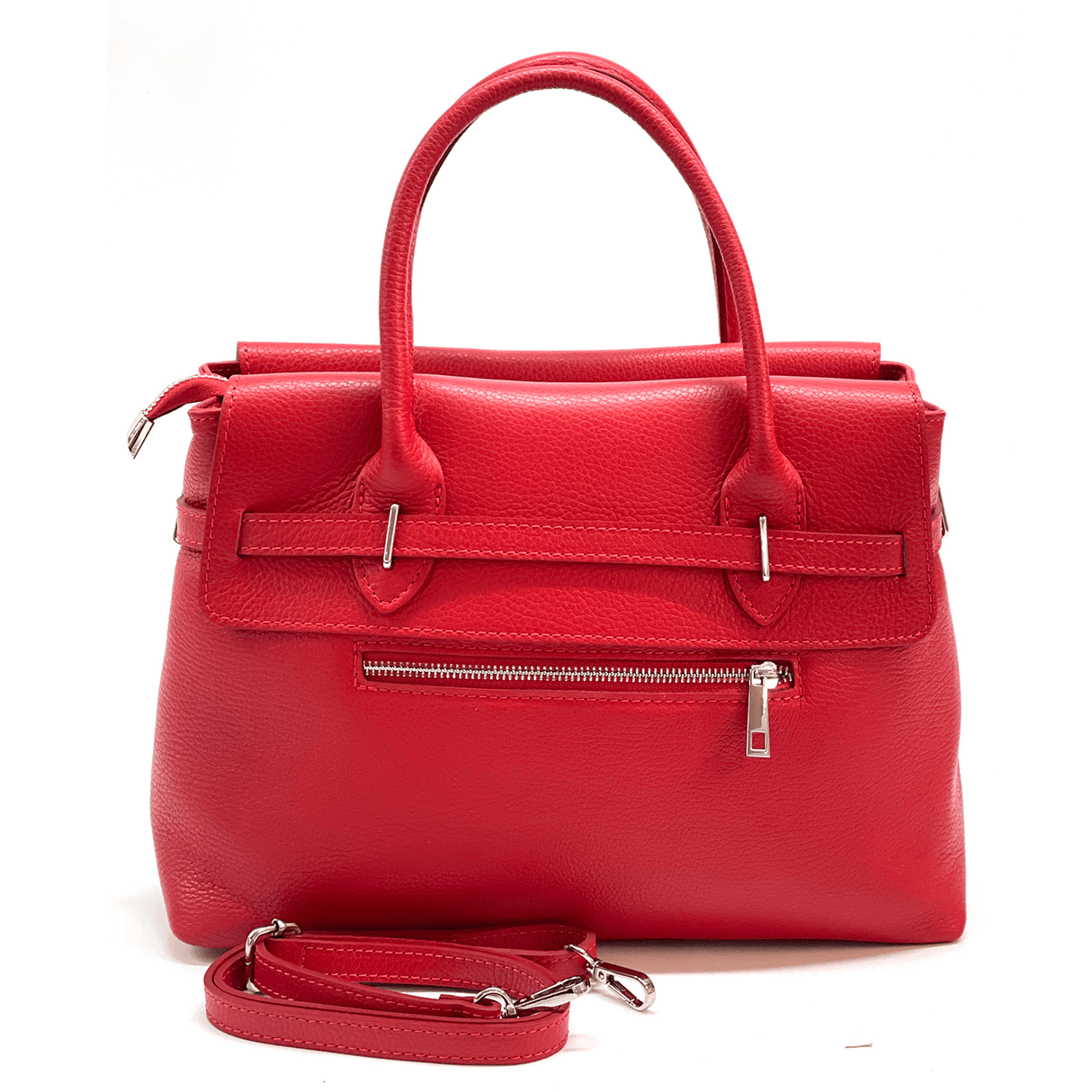 Luxus táska természetes bőrből Flora - piros