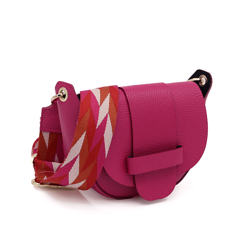 Leandra természetes bőr válltáska – fukszia