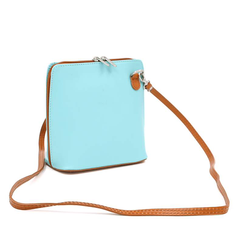 Természetes bőr válltáska - türkiz