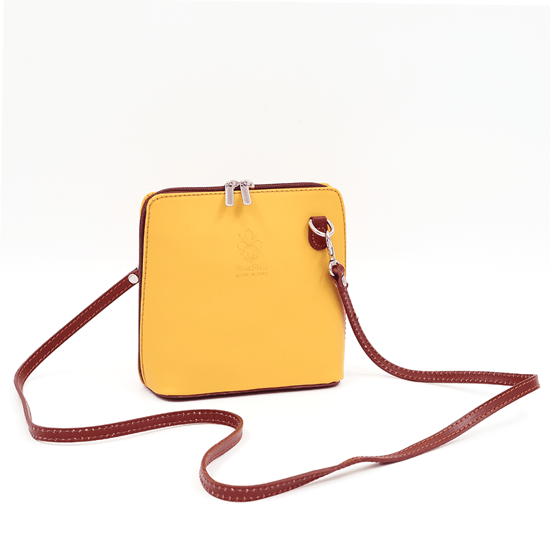 Természetes bőr válltáska - mustársárga