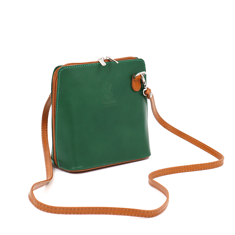 Természetes bőr válltáska - zöld