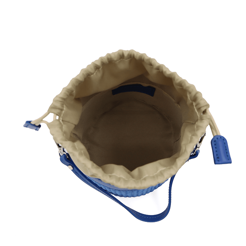 Női kosár típusú táska természetes bőrből és rafia-ból - zöld