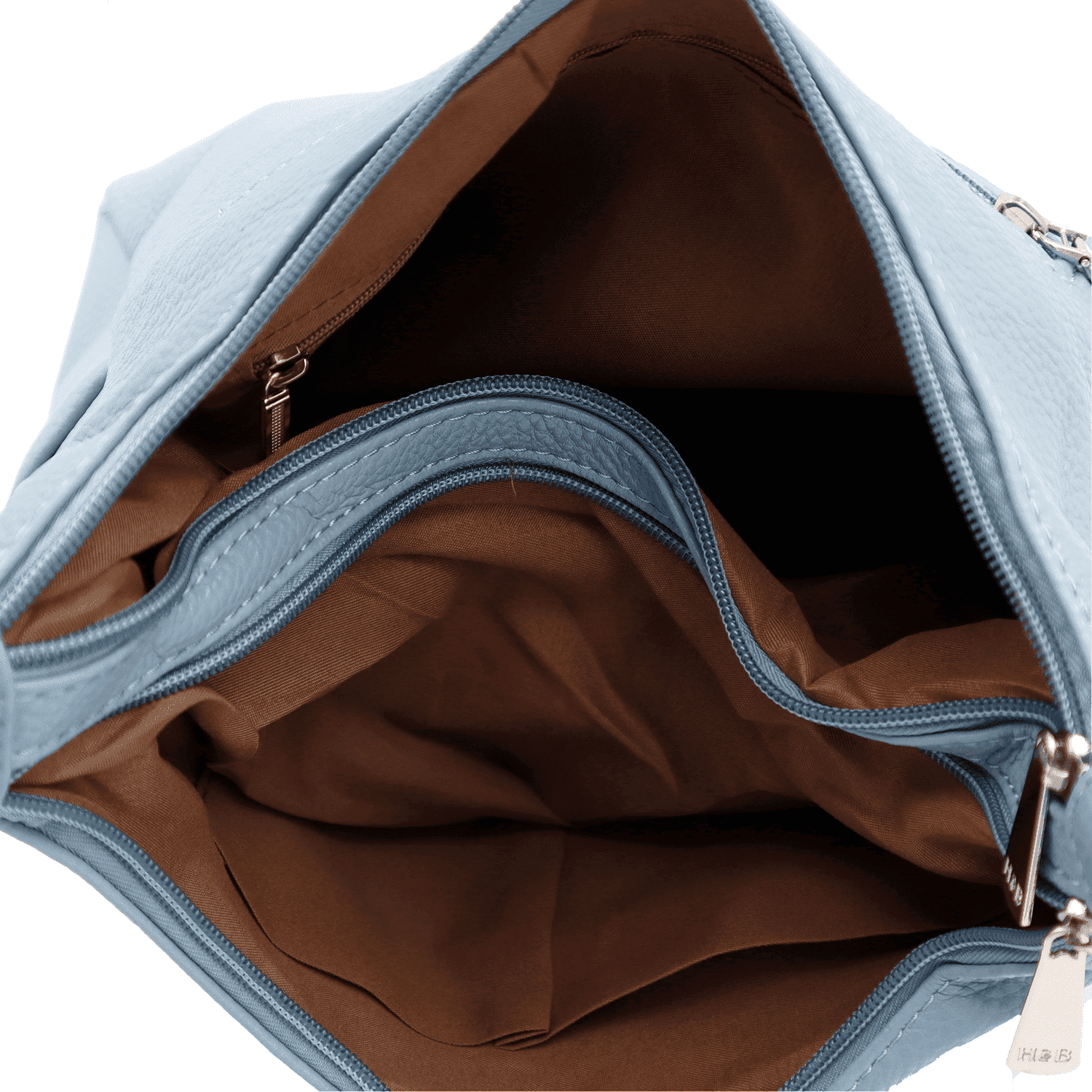 Válltáska 2 rekesszel és sok zsebbel - világoskék