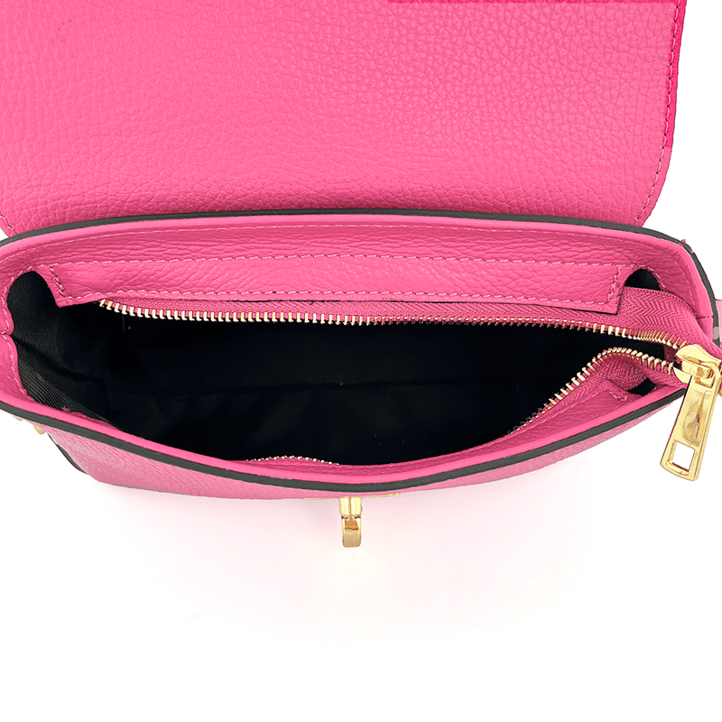 Antoanella női táska természetes bőrből - fukszia