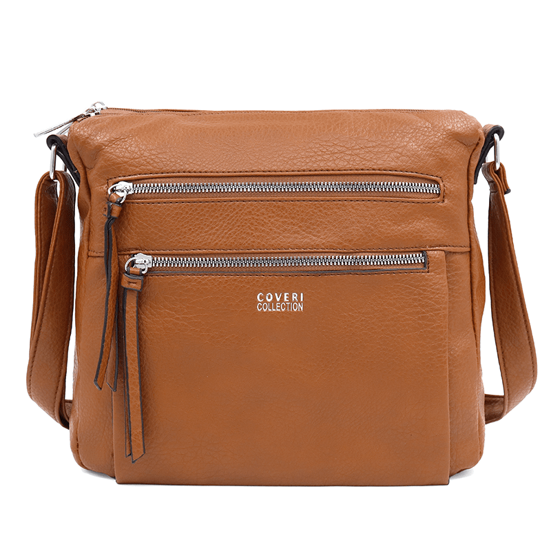 Válltáska 2 nagy rekesszel - cseréptetű barna