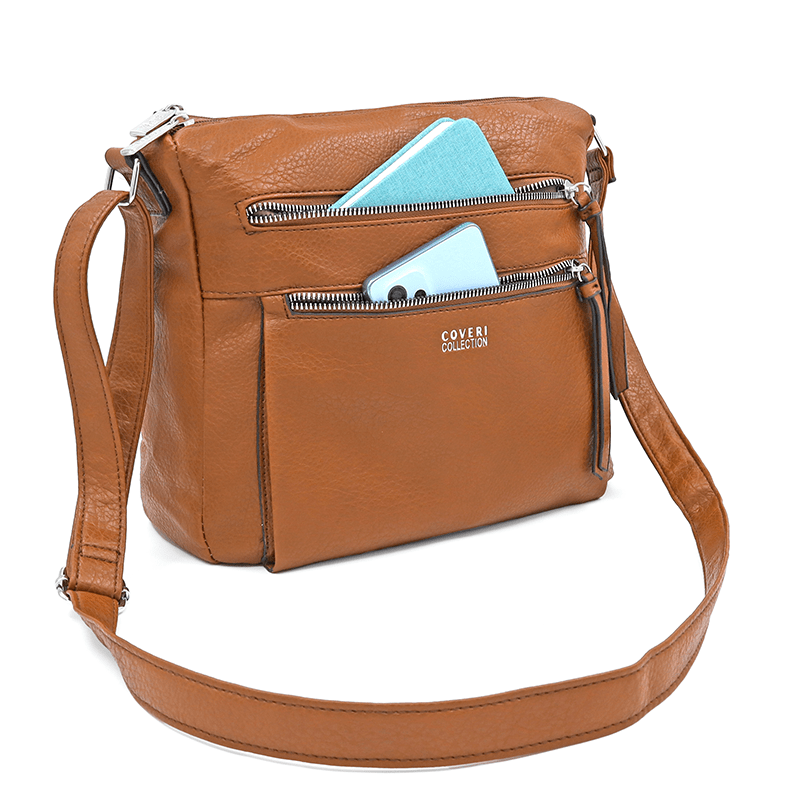 Válltáska 2 nagy rekesszel - cseréptetű barna