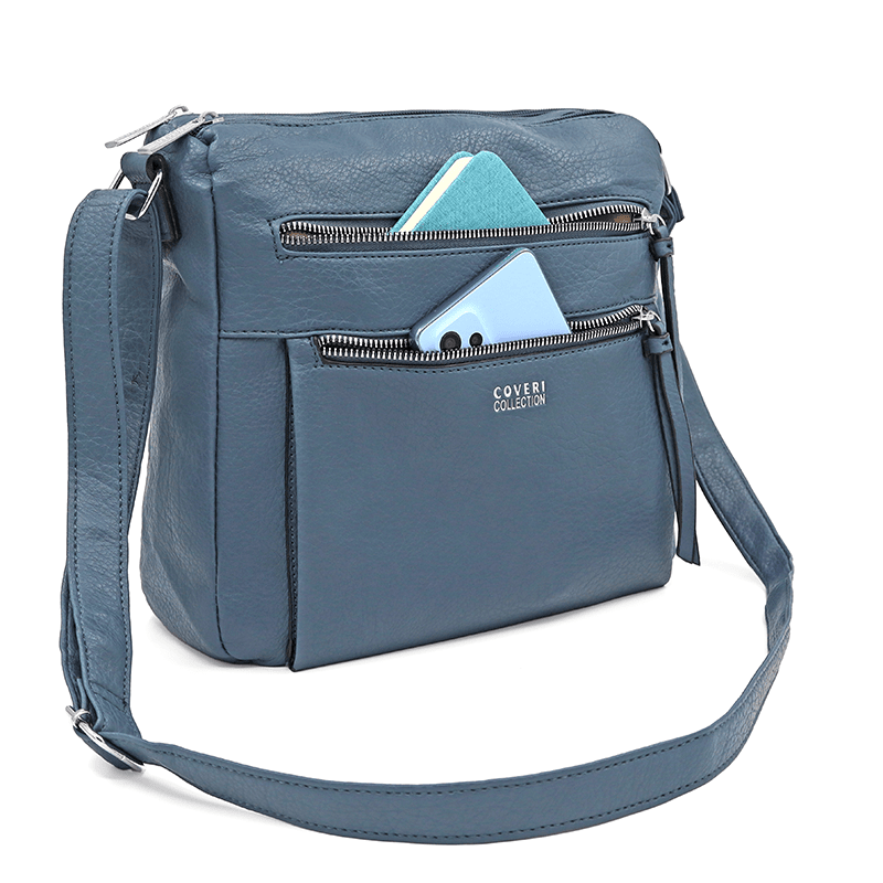 Válltáska 2 nagy rekesszel - világoskék