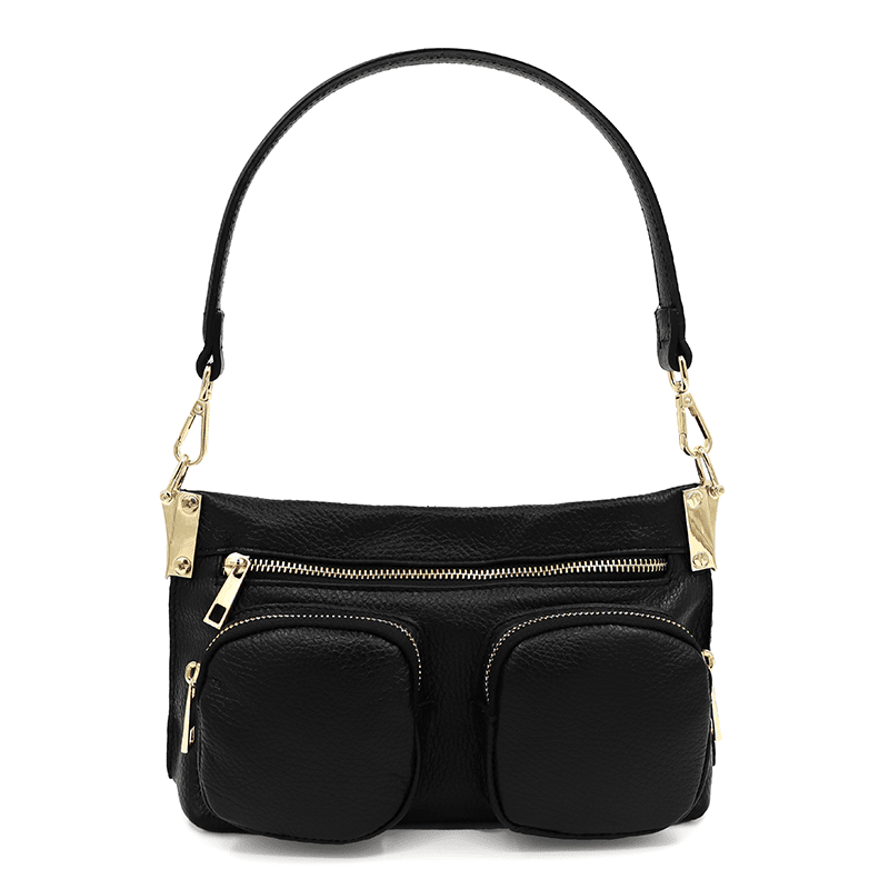 Női táska 2féle természetes bőr Iris fogantyúval - fekete