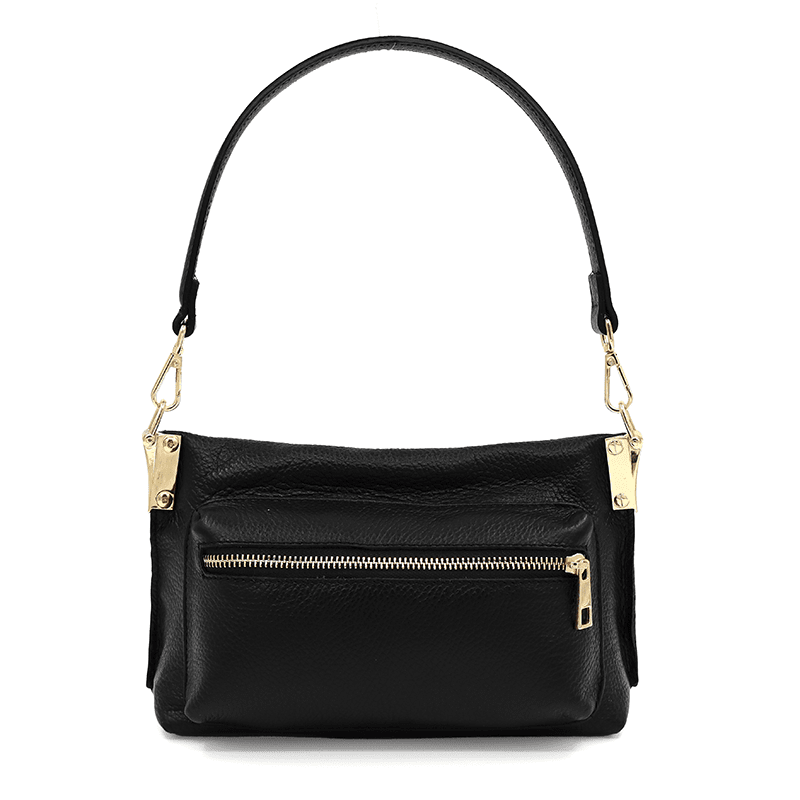 Női táska 2féle természetes bőr Iris fogantyúval - fekete